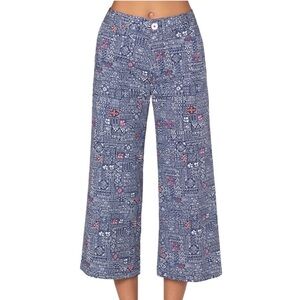 Tori Richard Chase The Rainbow Elmar Pant 6 Navy Blue Cropped Wide Leg
